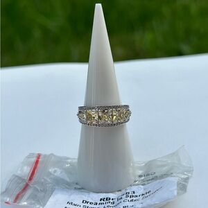 Bomb Party - Size 7 Lemon Cubic Zirconia on Rhodium Plating